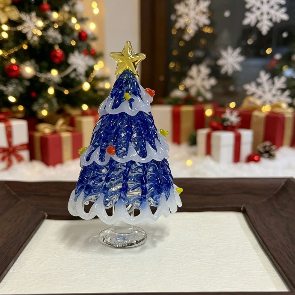 Handcrafted Glass Christmas Tree Figurine Holiday Decor