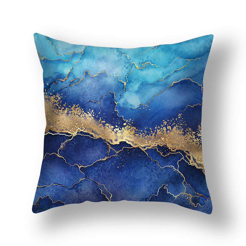 Abstract Gold Foil Linen Throw Pillow Cover 18x18 Square