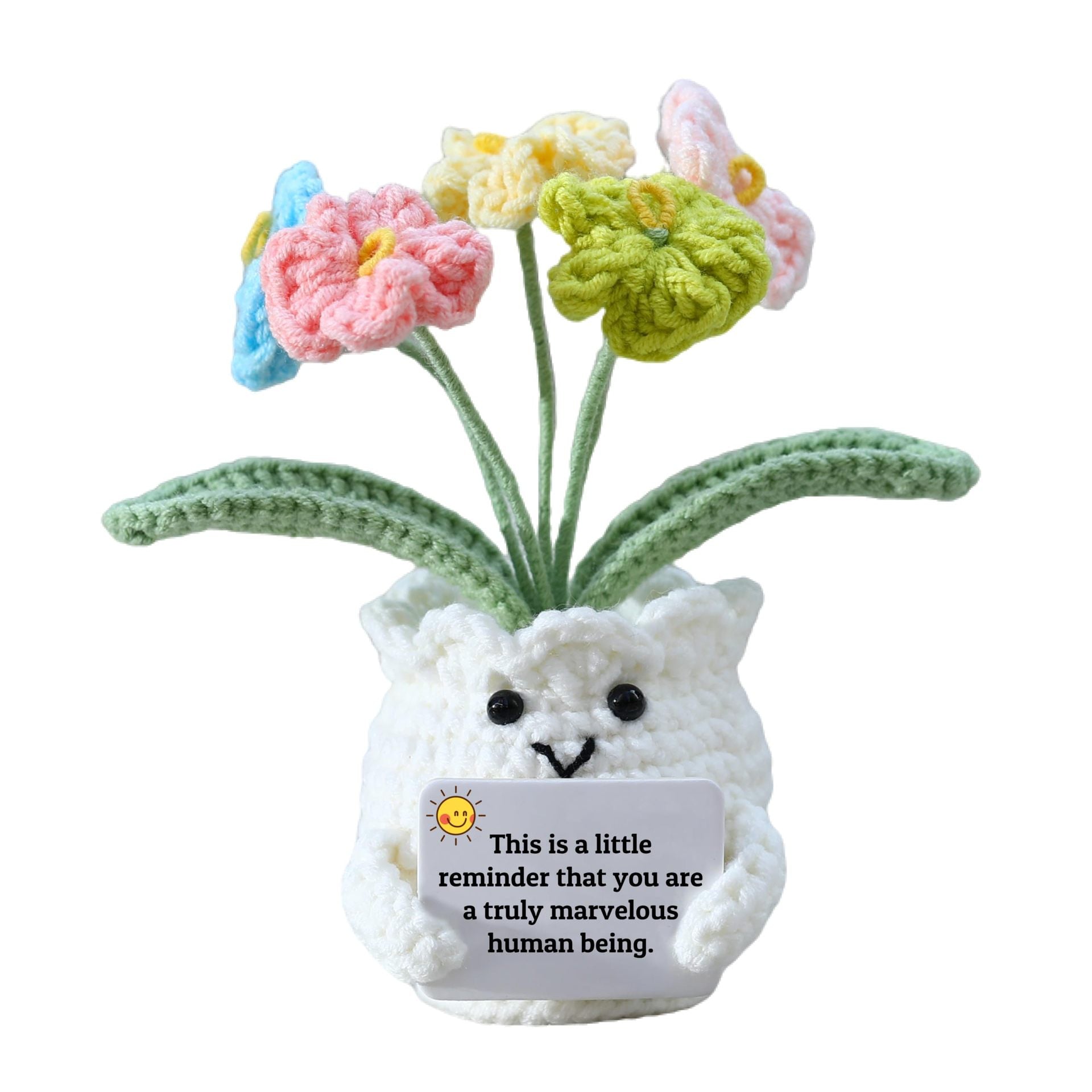 Crochet Flower Plush Pot Gift Emotional Decor Toy