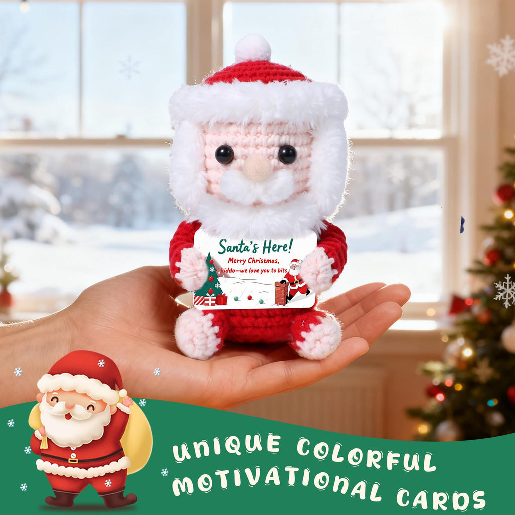 Handmade Crochet Sitting Santa Holiday Plush Ornament