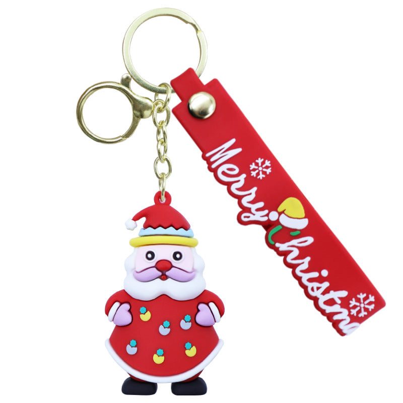 Christmas PVC Soft Rubber 3D Charm Cute Keychain Ornament