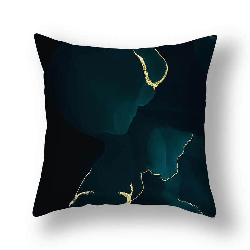 Abstract Gold Marble Square Throw Pillow Cover Velvet