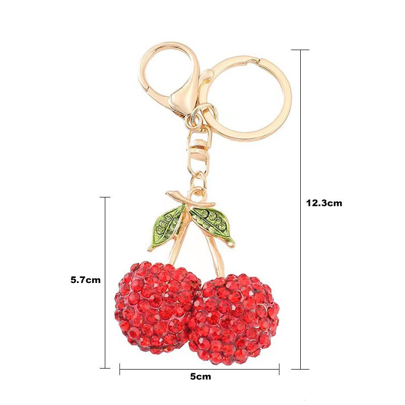 Valentine Cherry Rhinestone Keychain Gift Charm