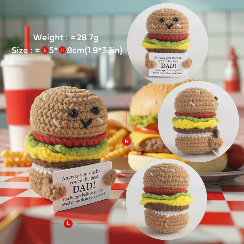 Crochet Hamburger Plush Toy Handmade Mini Desk Decoration