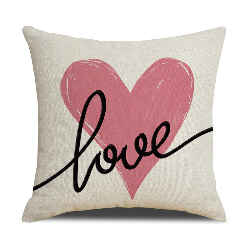 Valentine Heart Love Print Pillow Covers Set for Home Decor