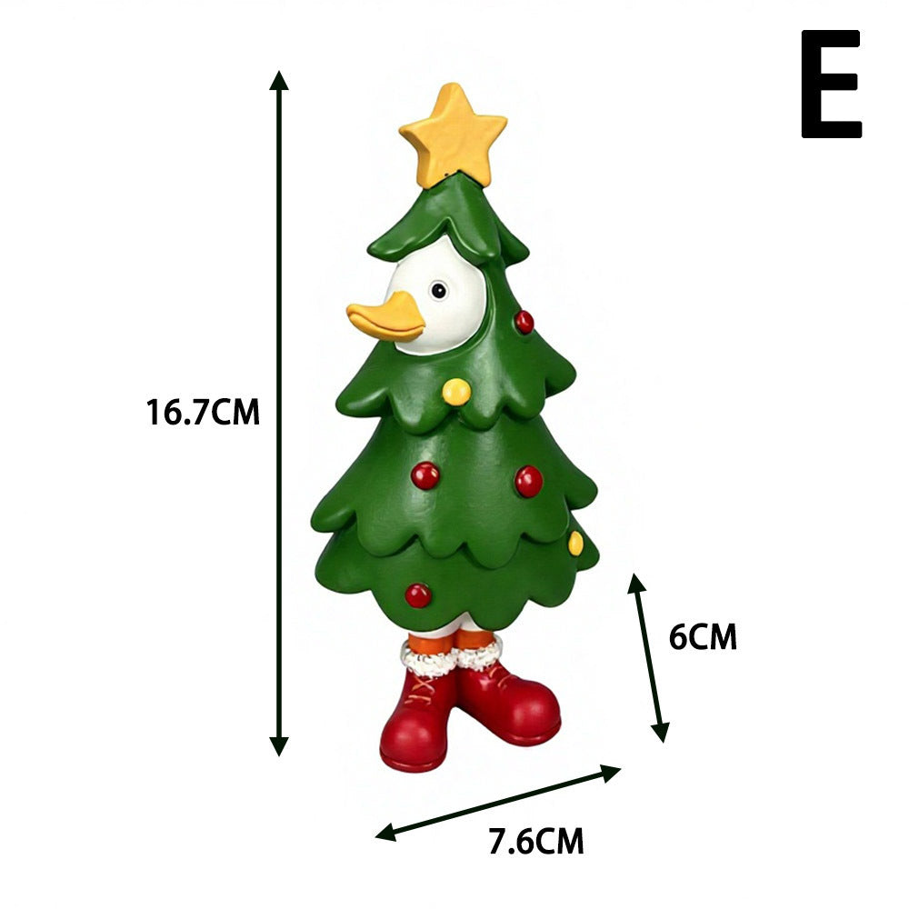 Cute Resin Christmas Duck Figurines Holiday Tabletop Decor