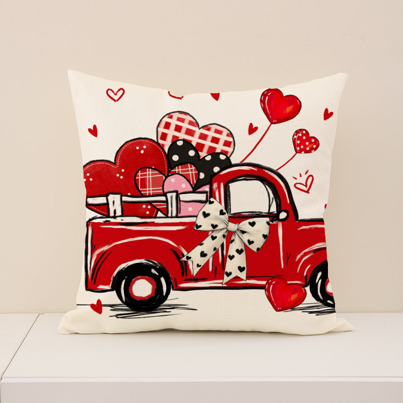 Valentine Farmhouse Heart Pillow Covers Love Truck Decor