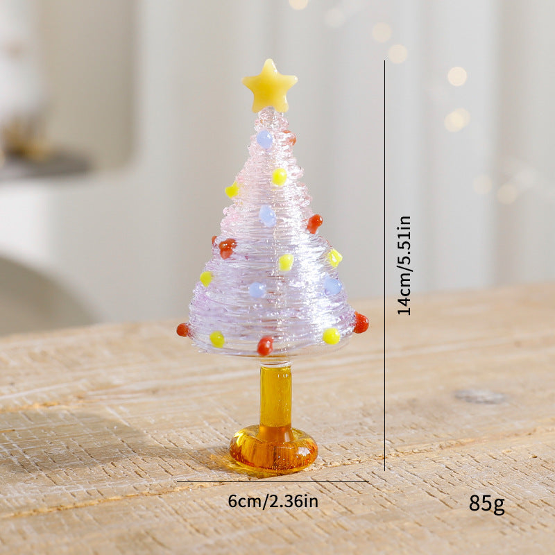 Glass Christmas Tree Tabletop Decoration Holiday Home Accent