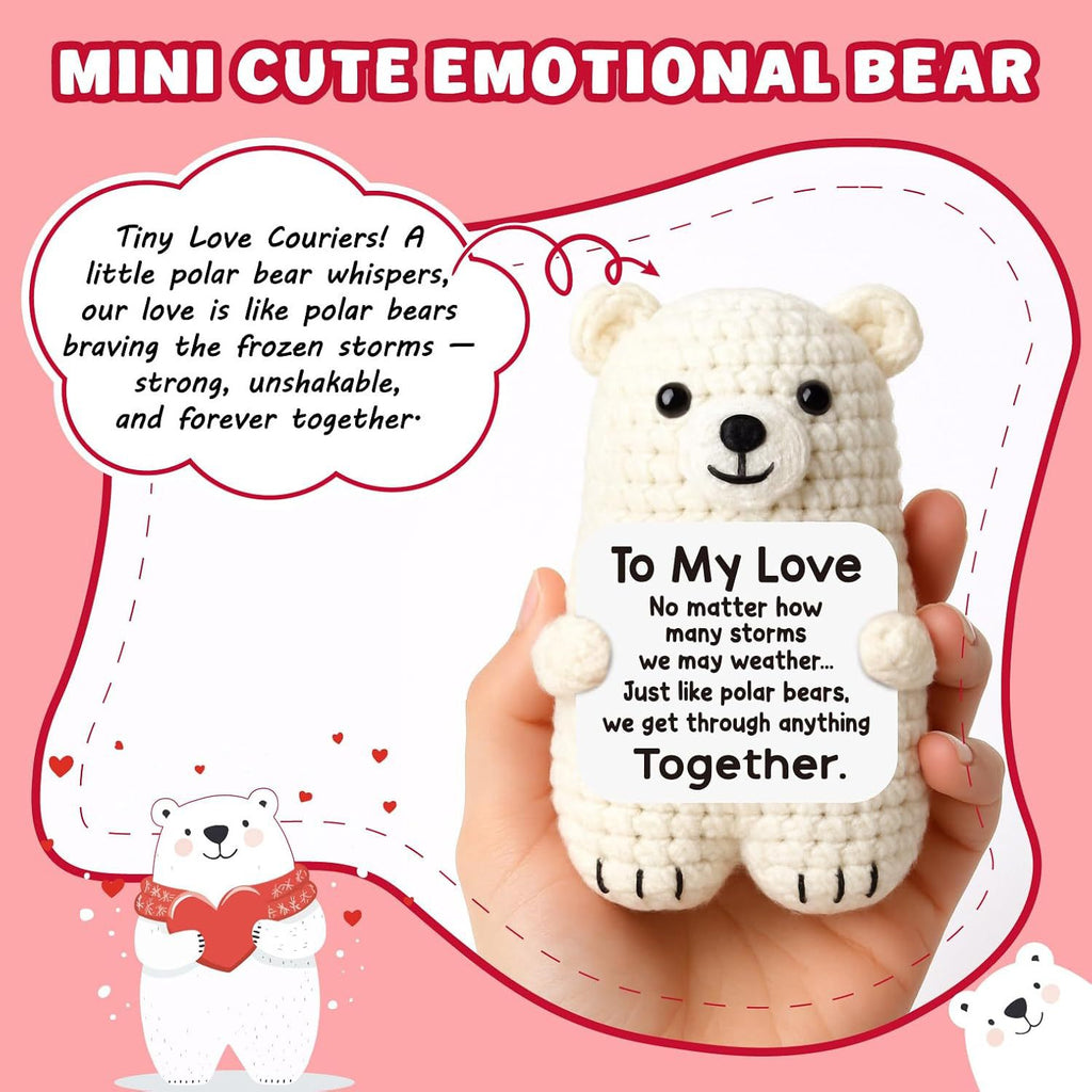 Polar Bear Crochet Plush Love Gift Cute Emotional Doll
