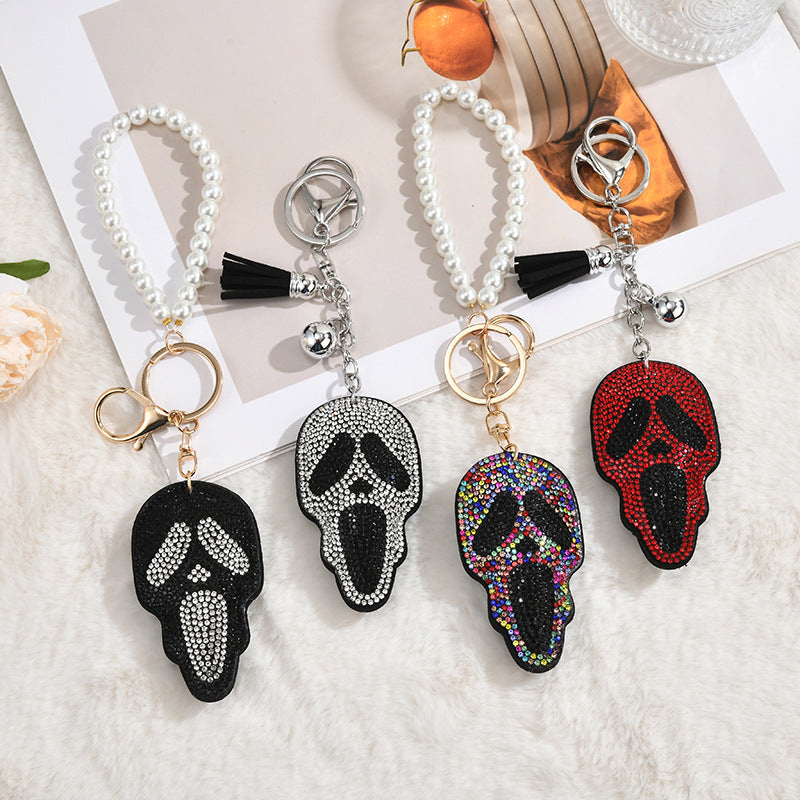 Bling Rhinestone Skull Tassel Keychain Gift