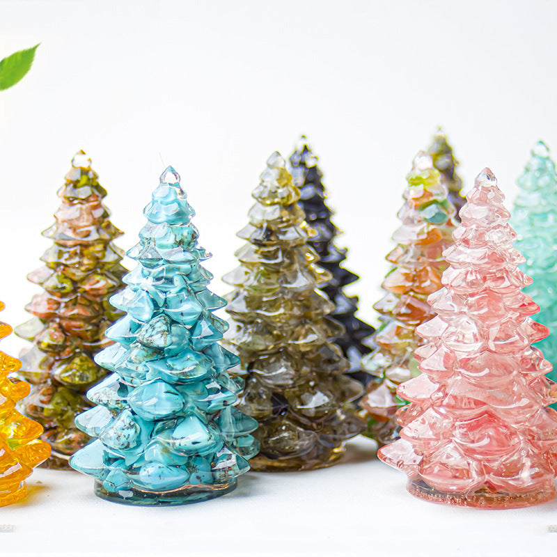 Christmas Resin Tree Figurine Mini Holiday Table Decor