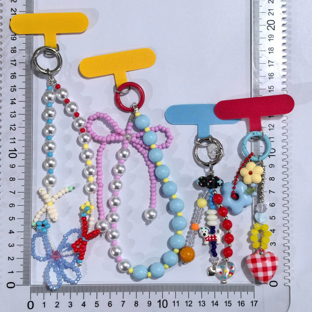 Beaded Phone Chain Strap Cute Flower Charm Phone Lanyard