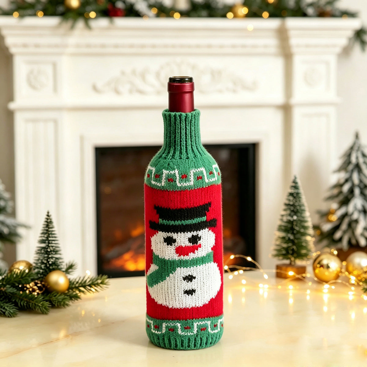 Christmas Wine Bottle Sweater Covers Santa Snowman Decor