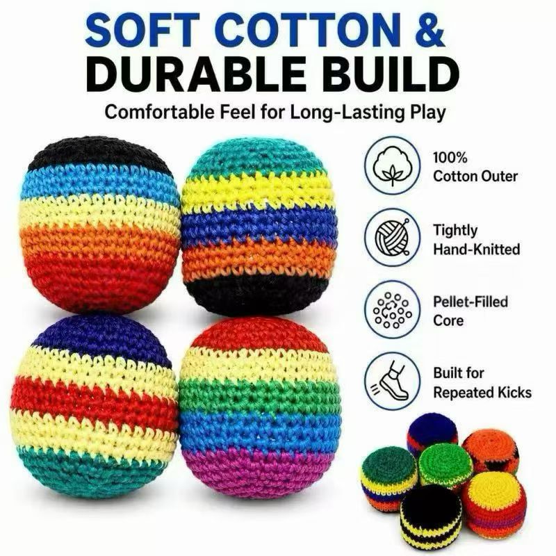 Crochet Footbag Hacky Sack Ball Multicolor Juggling Toy