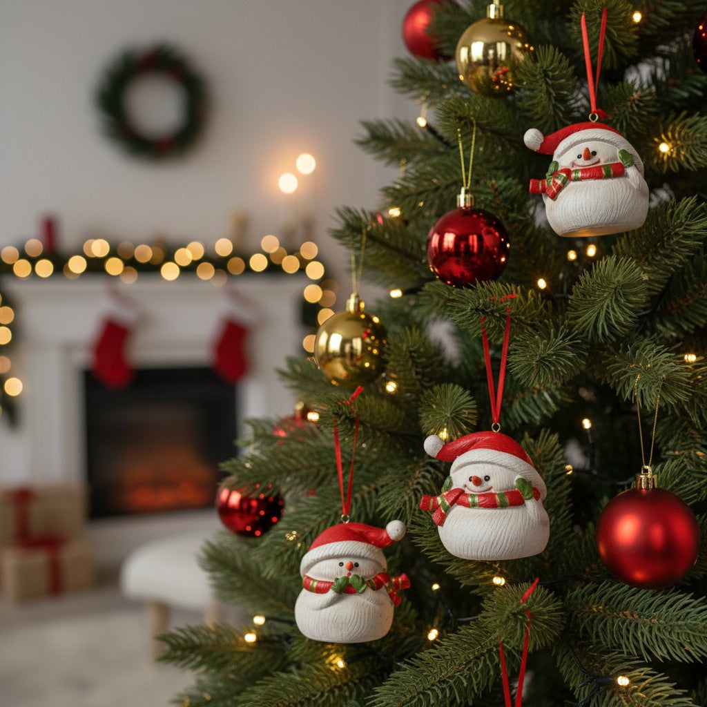 Christmas Snowman Ornament Resin Holiday Decor