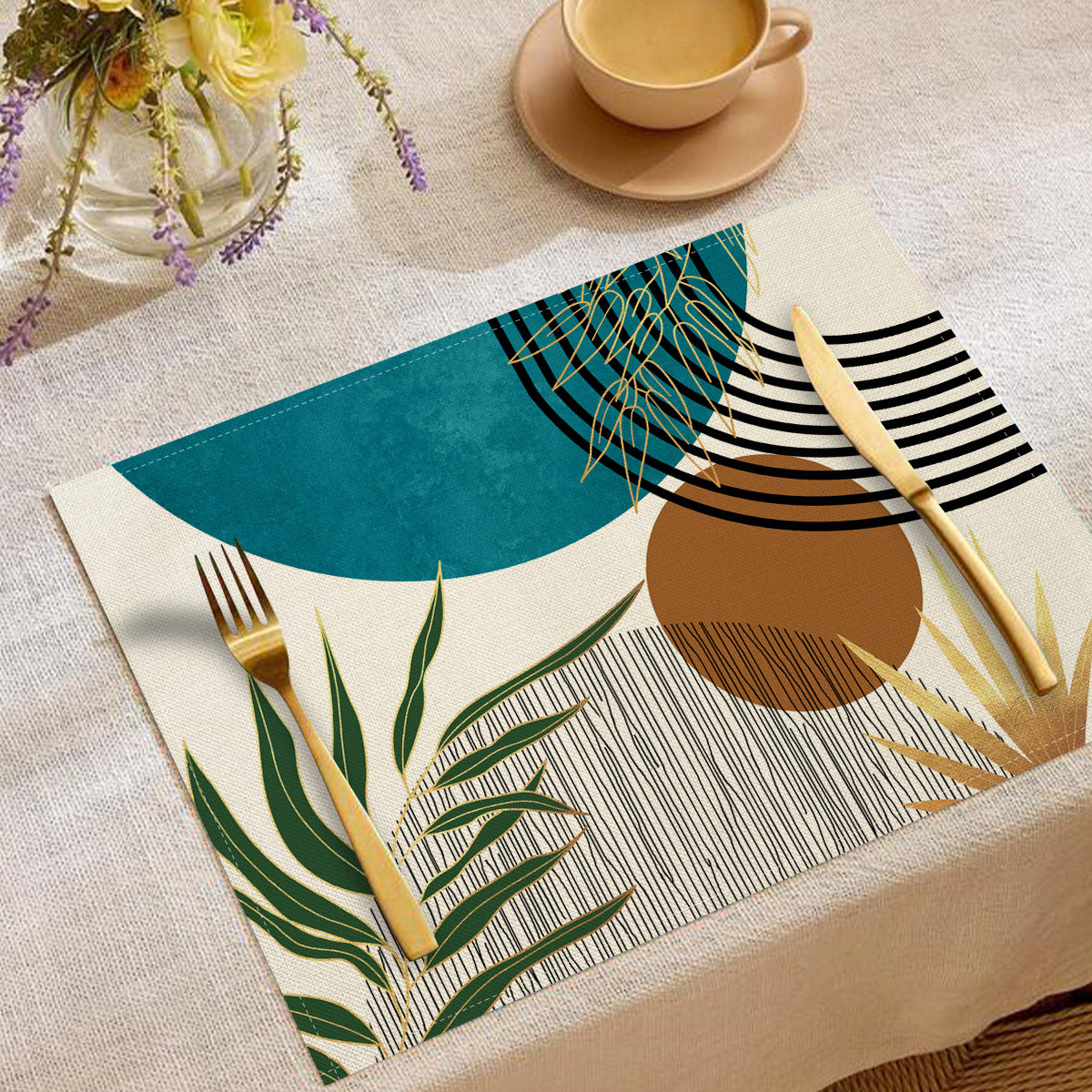 Nordic Geometric Linen Placemats Heat Resistant Table Decor