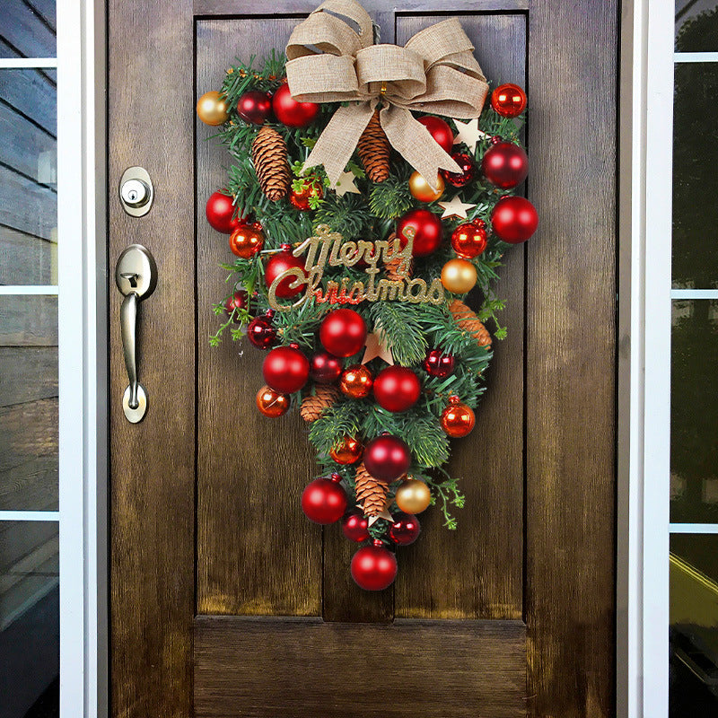 Christmas Teardrop Swag with Pine Cones and Ornaments