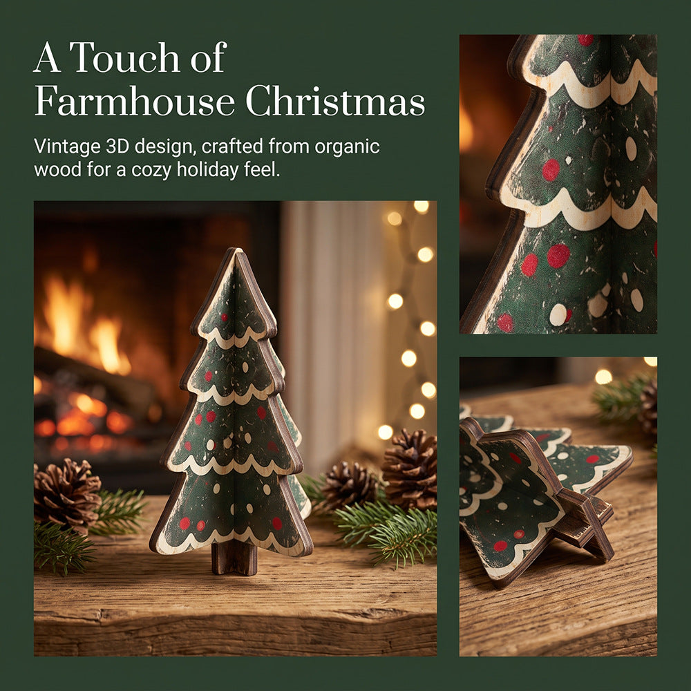 Wooden Christmas Tree Tabletop Holiday Decoration