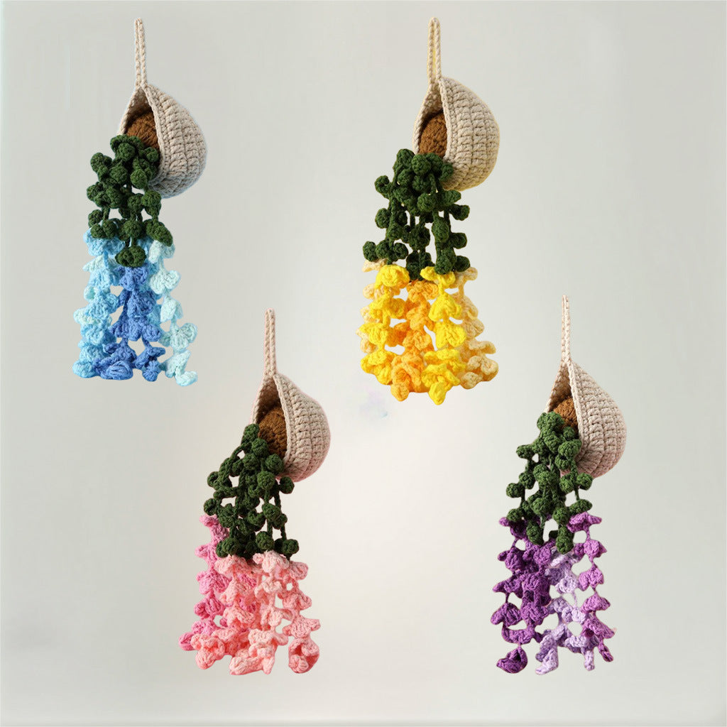 Handmade Crochet Hanging Flower Decor Rearview Mirror Charm