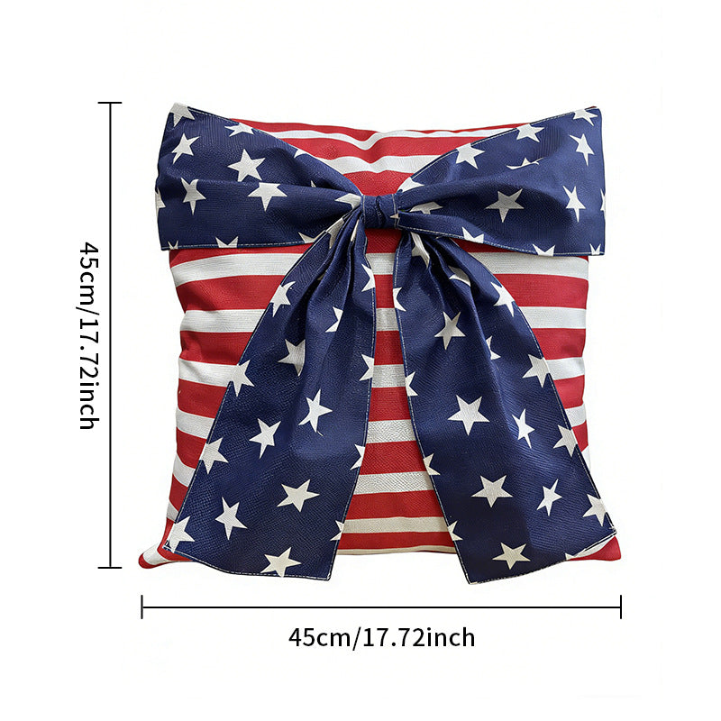 4th of July American Flag Bow Pillow Cover Cushion