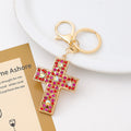 Rhinestone Cross Keychain Metal Bag Backpack Charm Gift