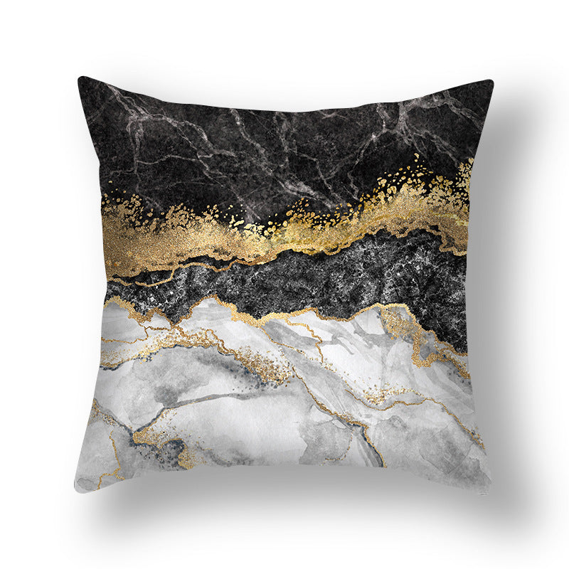 Abstract Gold Foil Linen Throw Pillow Cover 18x18 Square