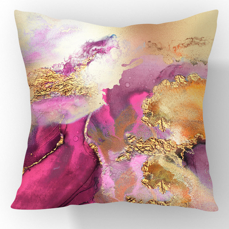 Nordic Gold Foil Abstract Velvet Throw Pillow Cover