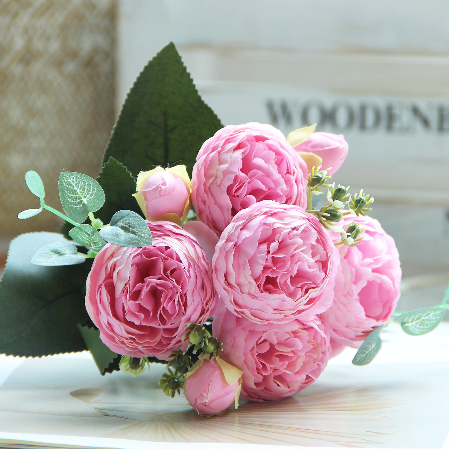 Valentine’s Day Faux Peony Rose Bouquet Silk Floral Decor