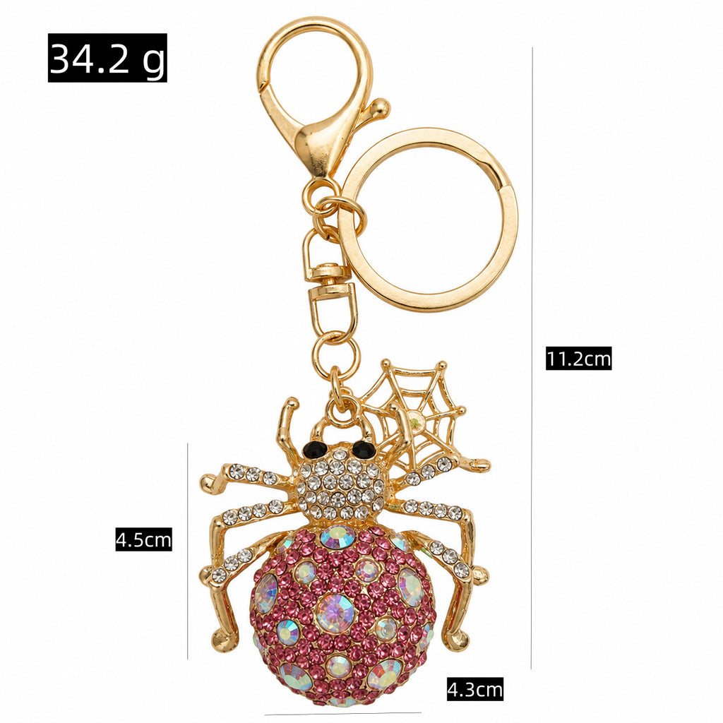 Crystal Spider Keychain Sparkling Charm with Metal Ring