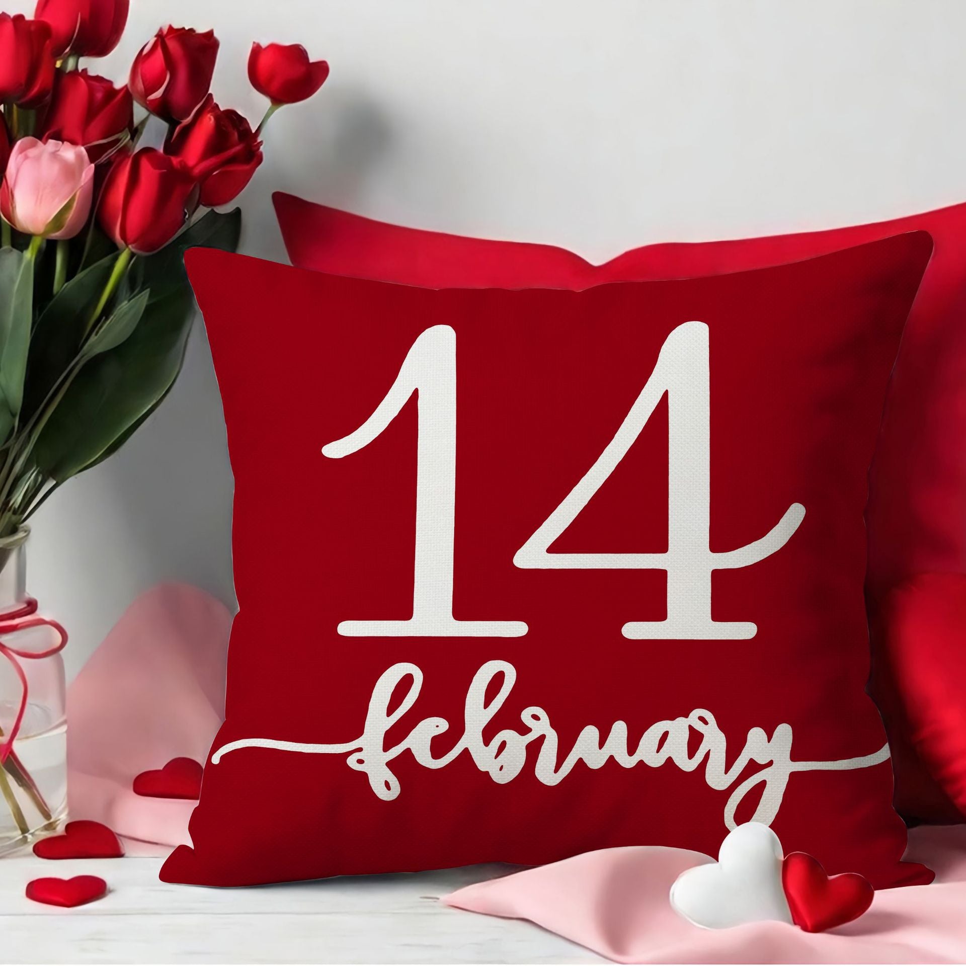 Valentines Day Linen Throw Pillow Covers Nordic Home Decor