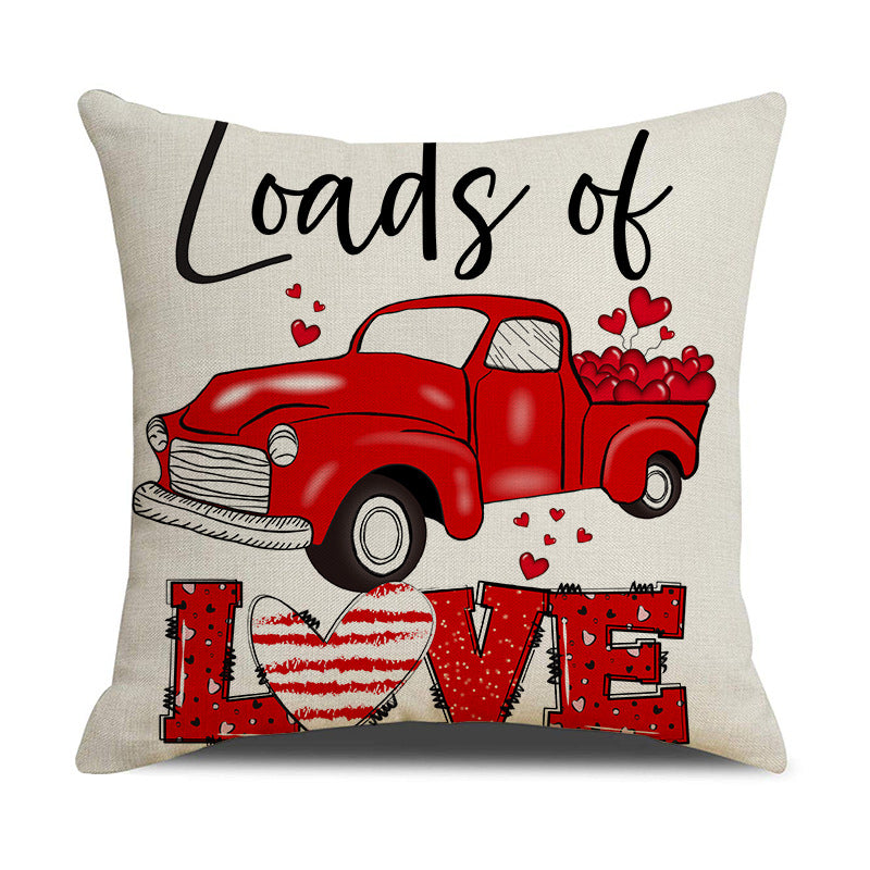 Valentine Heart Print Linen Pillow Covers for Cozy Decor