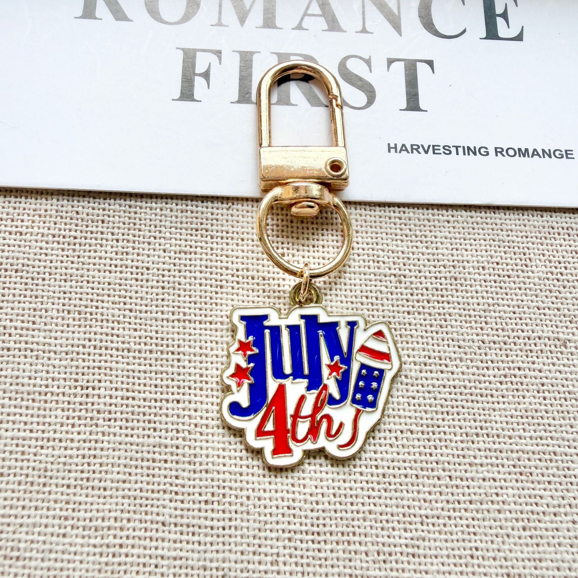 4th of July Patriotic Keychain Set USA Flag Charms