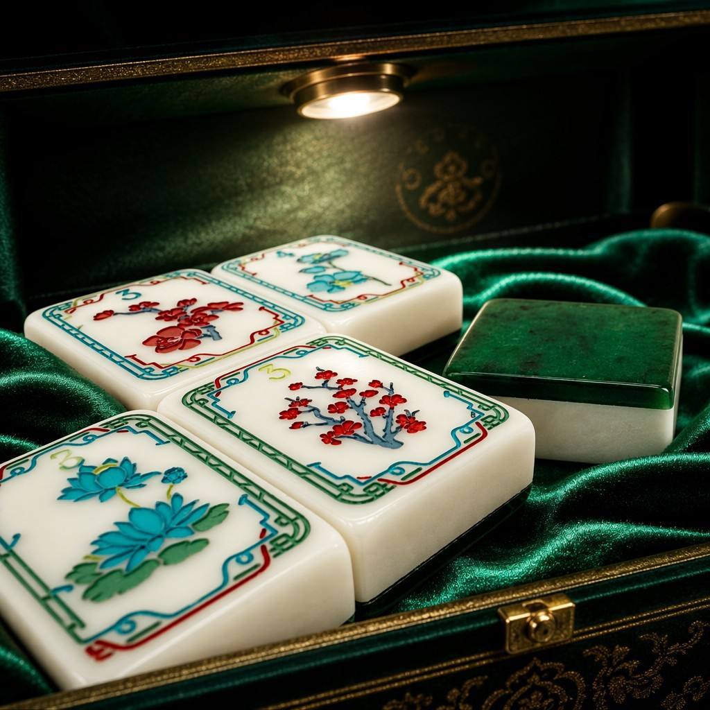 Green Jade Acrylic Mahjong Set Classic Game Tiles