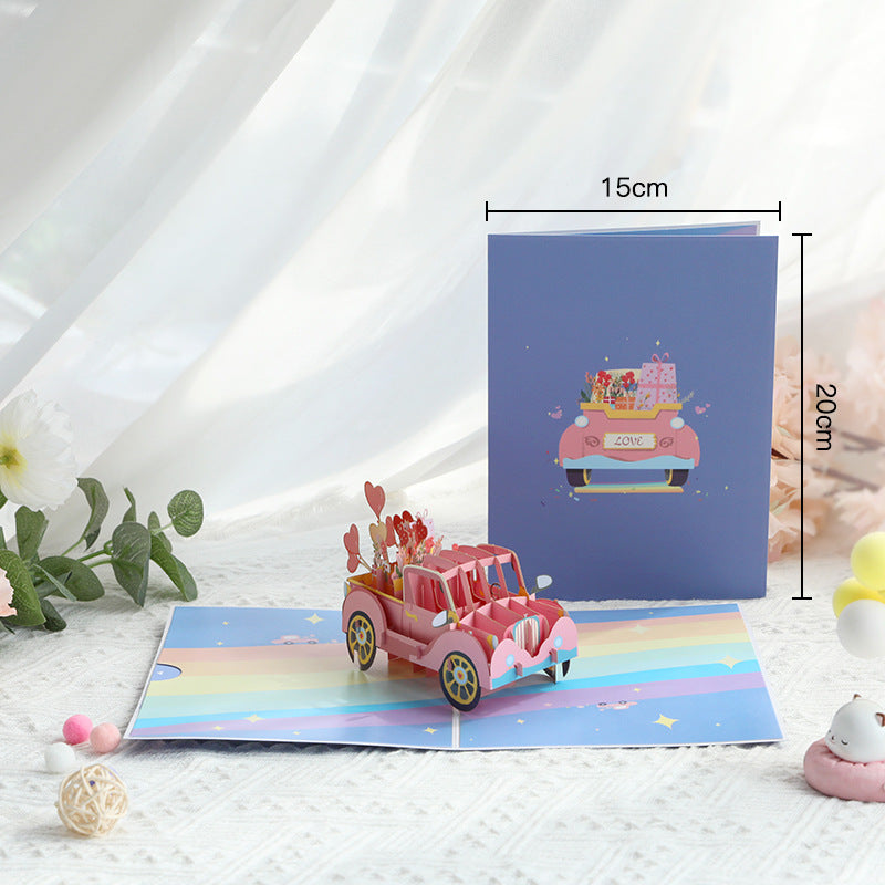 Valentine’s Day 3D Love Car Romantic Greeting Card Gift