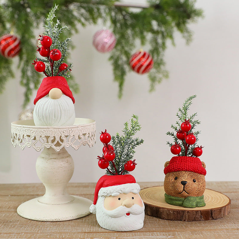 Foam Cement Christmas Character Planter Holiday Tabletop Decor