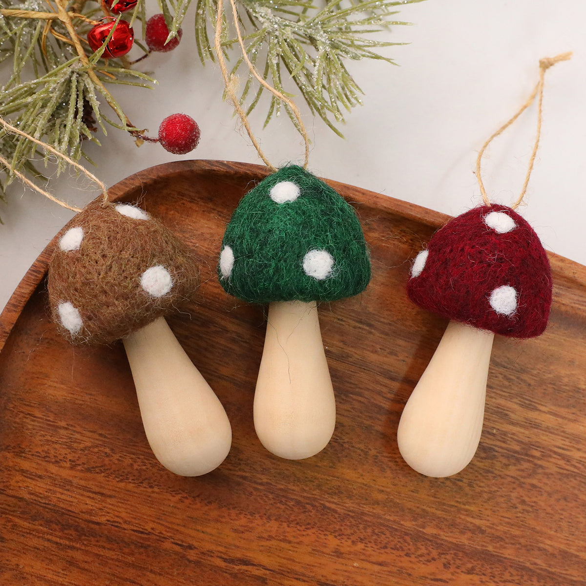 Felt Mushroom Hanging Ornament Woodland Christmas Decor