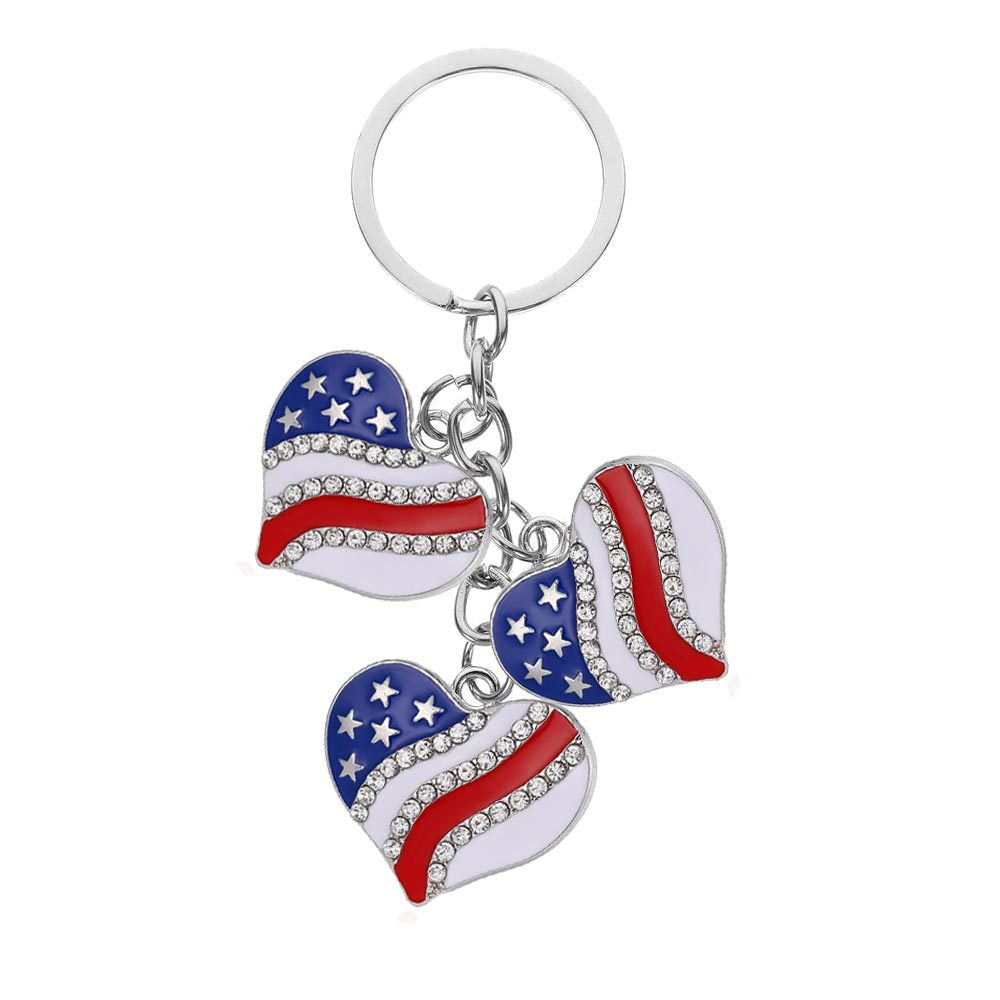 4th of July Patriotic USA Flag Keychain Accessory