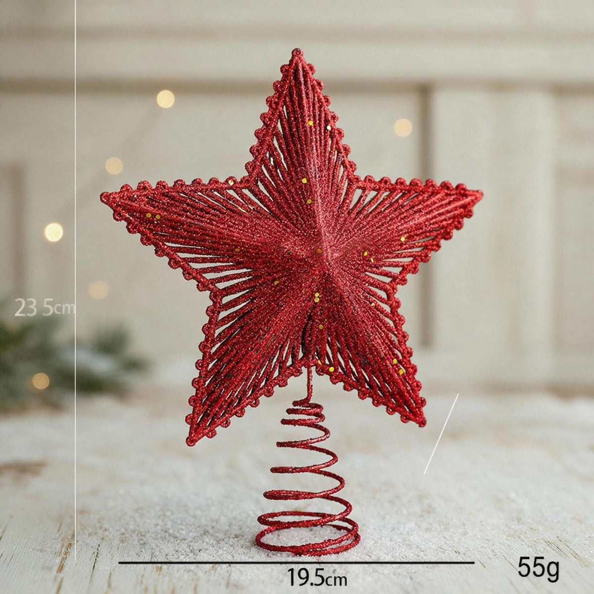 Metal Glitter Star Christmas Tree Topper Decoration