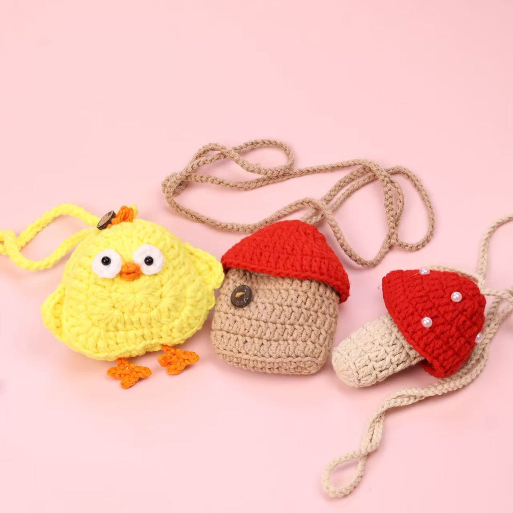 Handmade Crochet Mushroom Chick Mini Bag Novelty Gift