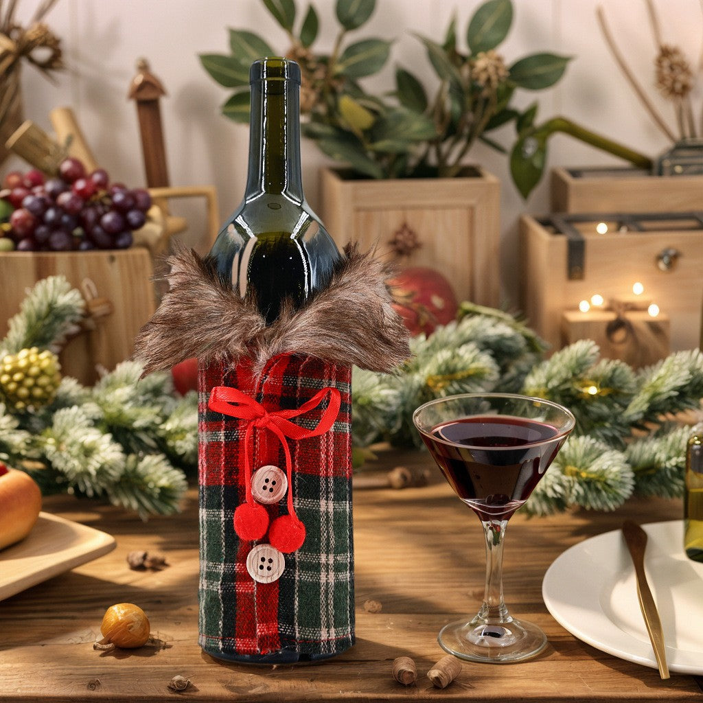Fabric Christmas Wine Bottle Cover Holiday Table Decor