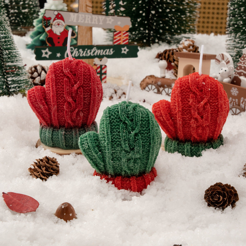 Christmas Mitten Shaped Scented Candle Holiday Gift Decor