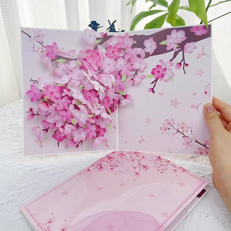 Valentines 3D Pop Up Cherry Blossom Greeting Card Handmade