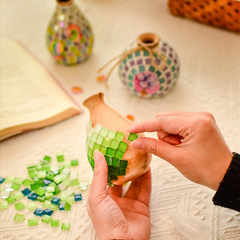 DIY Mosaic Vase Craft Kit Kids Art Activity Decorative Bottle Set