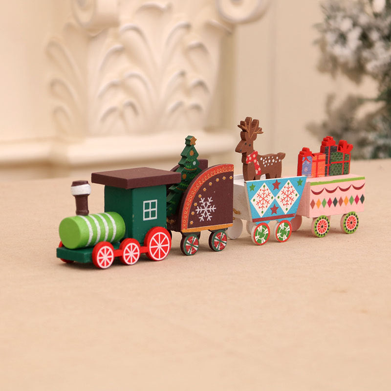 Wooden Christmas Train Tabletop Holiday Decor