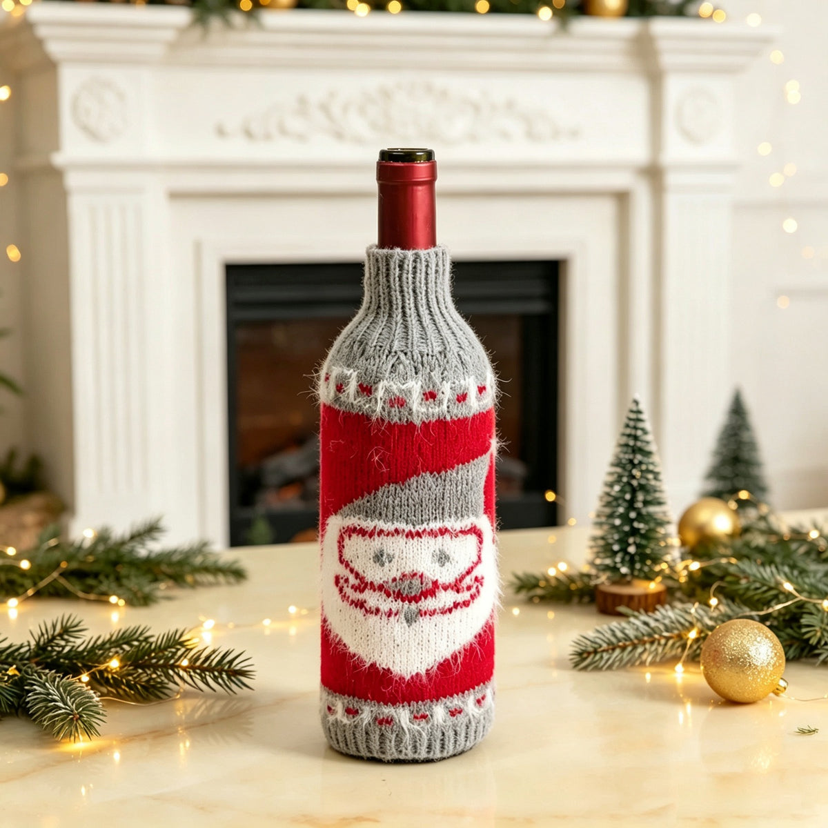 Christmas Wine Bottle Sweater Covers Santa Snowman Decor