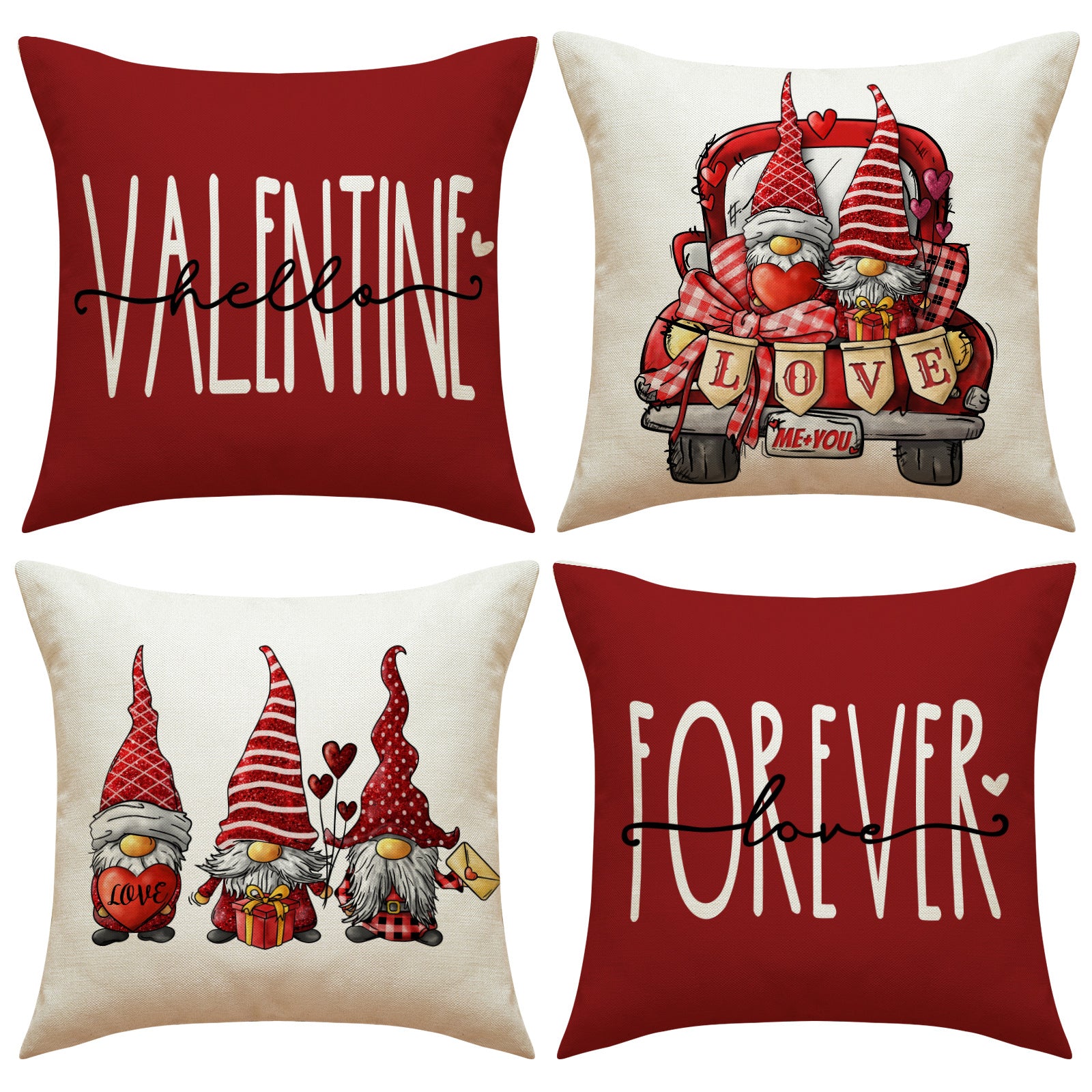 Valentine Gnome Pillow Covers Red Cartoon Decorative