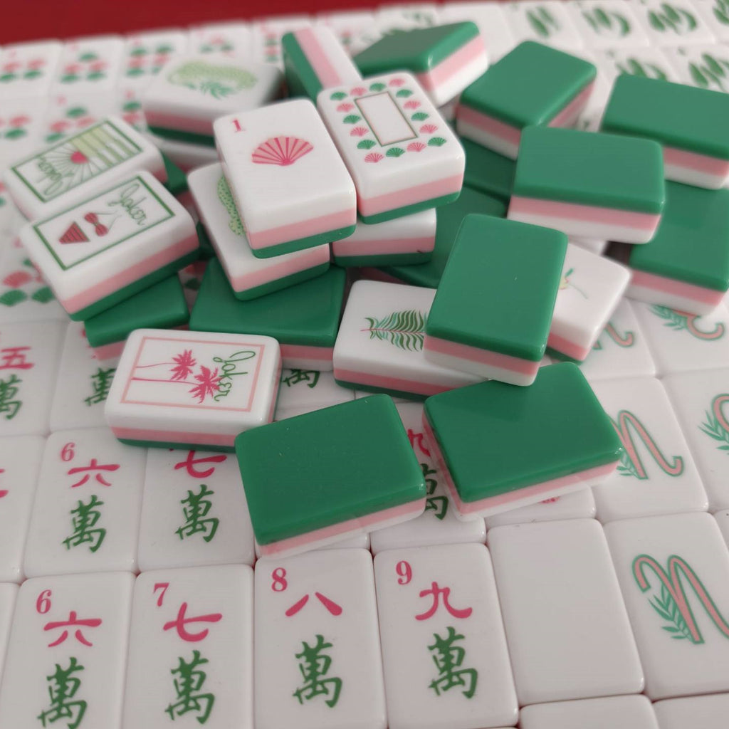 Green Acrylic Mahjong Set Classic Game Tiles