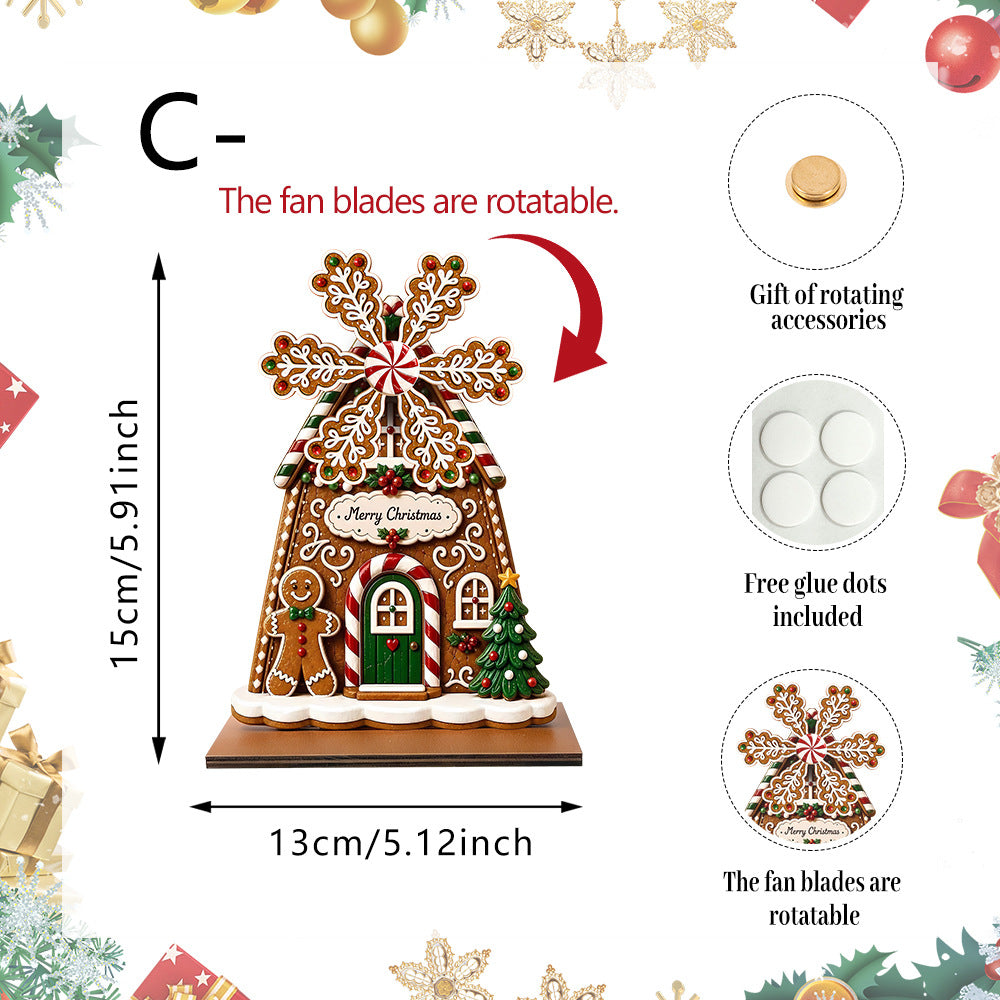Christmas Santa Windmill Wooden Tabletop Decor