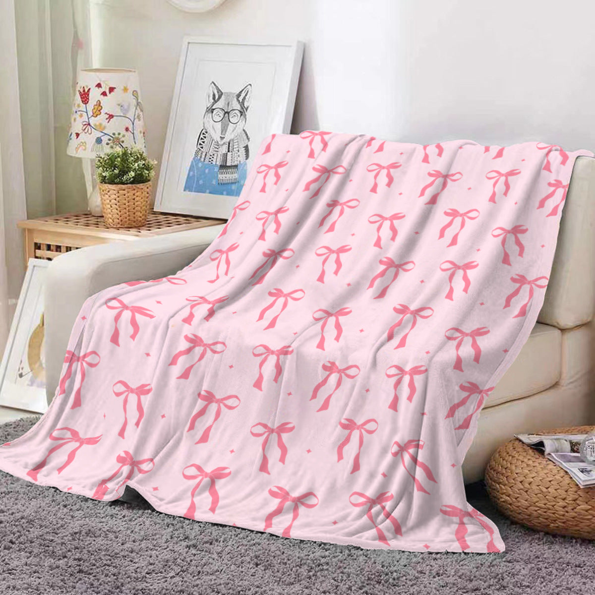 Valentine Flannel Throw Blanket Cozy Heart Print