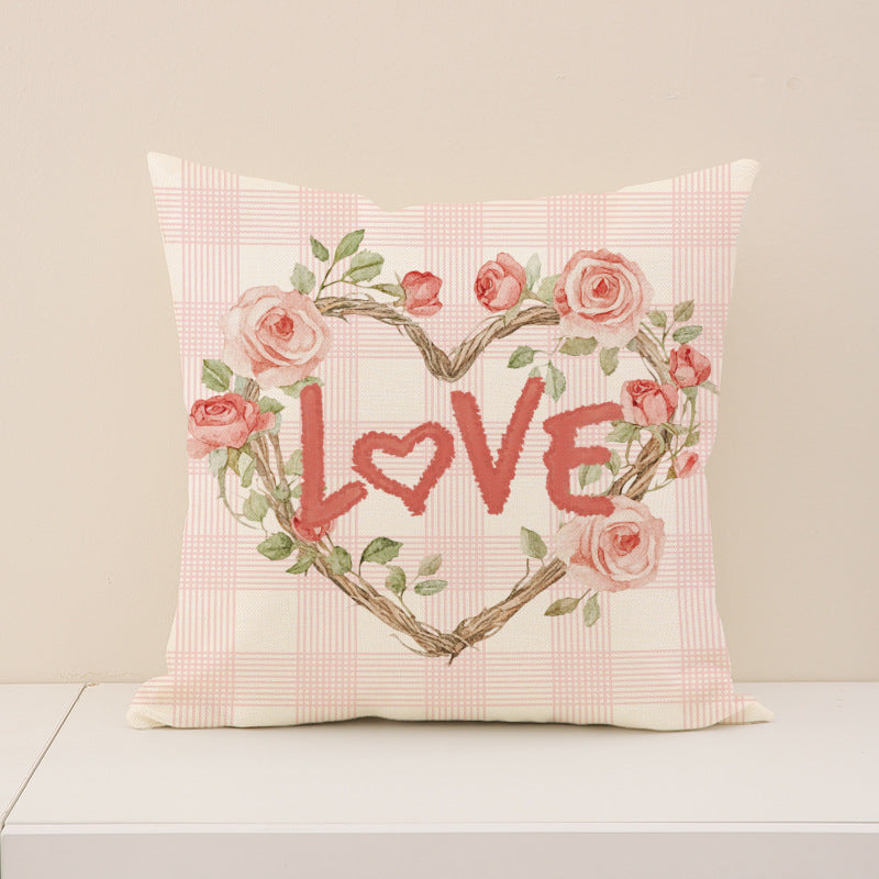 Valentine Rose Heart Pillow Covers Set Pink Nordic Decor